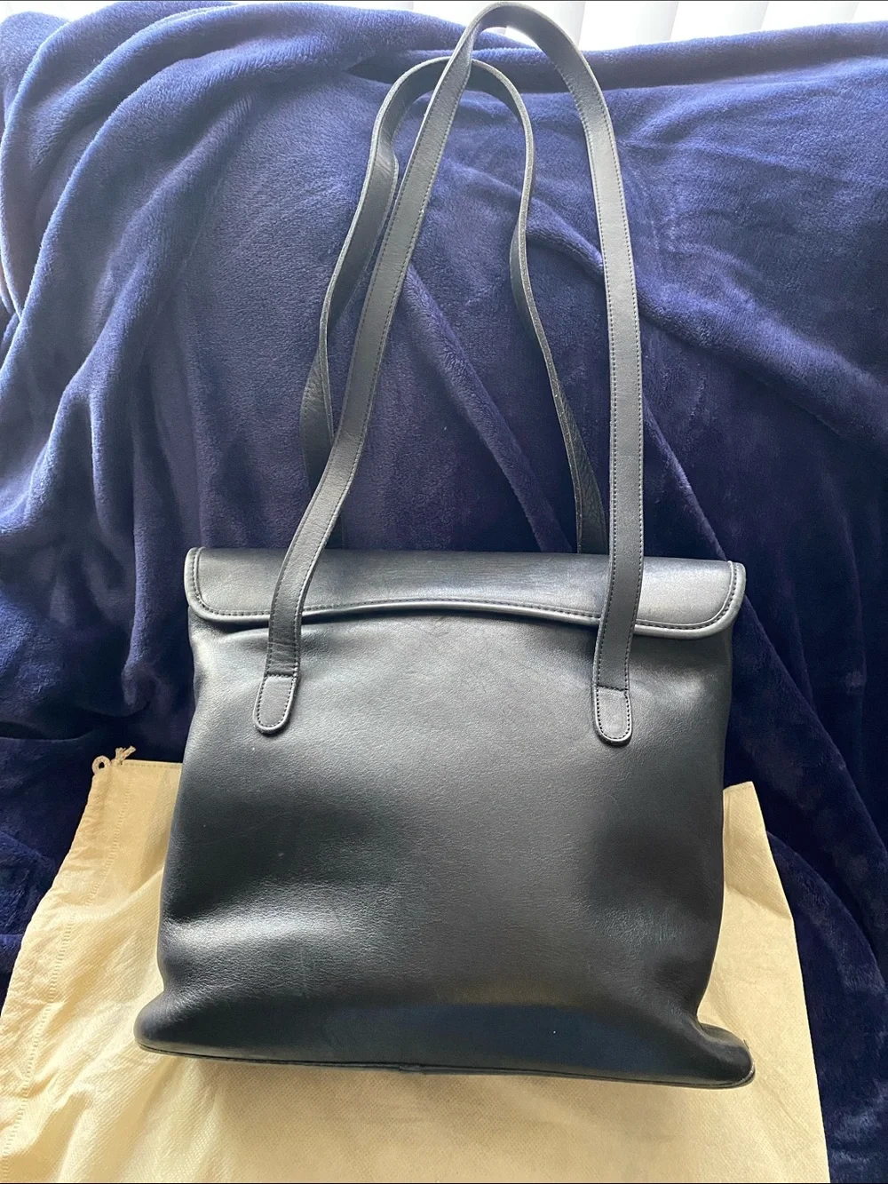 Coach Branson Black Leather Messenger Tote with Brass Hardware